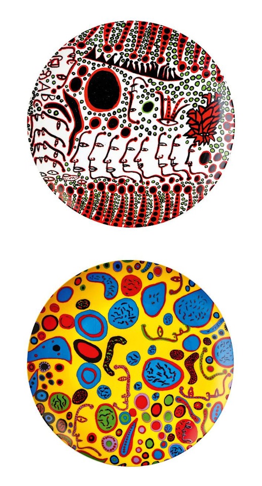 a. Women Wait for Love, but Men Always Walk Away b. Love Was Infinitely Shining by Yayoi Kusama