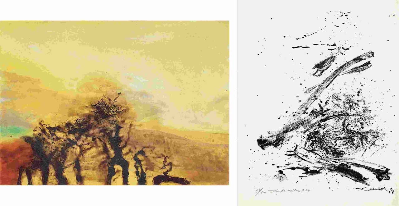 a.Etching with aquatint, 1989 b.Epitaph Karl Amadeus Hartmann, 1964 by Zao Wou-Ki