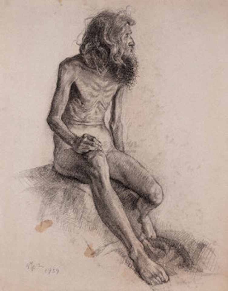 sketch of male figure by Wu Zuoren