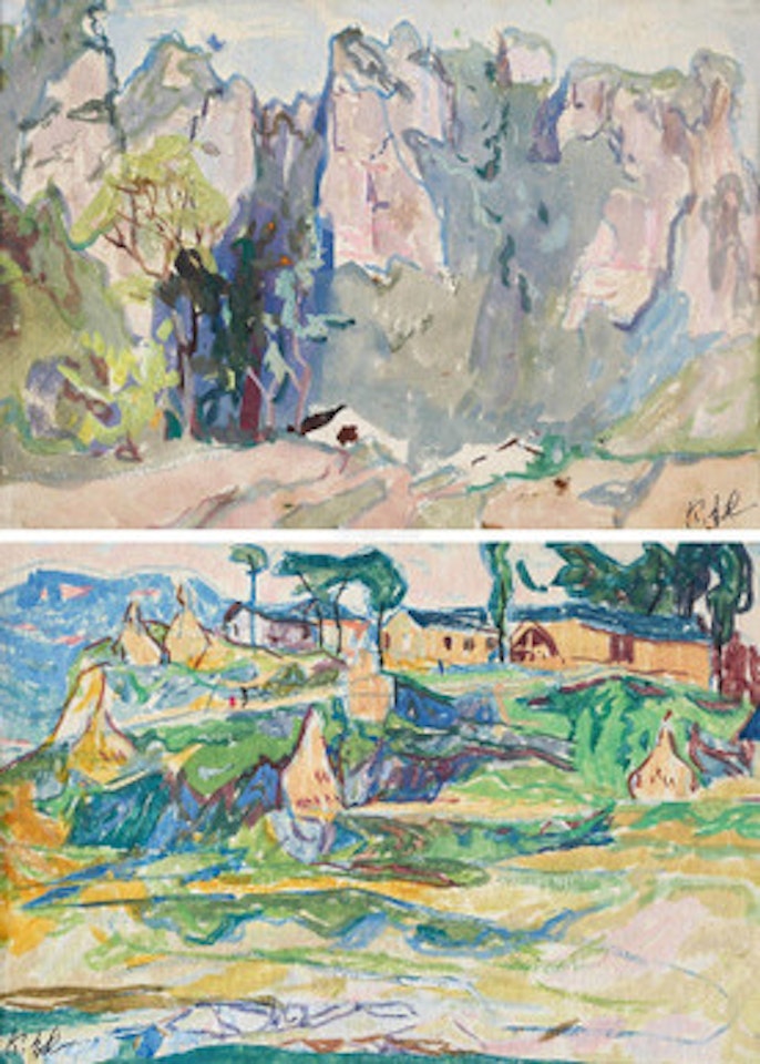 Landscape (two pieces) by Luo Erchun