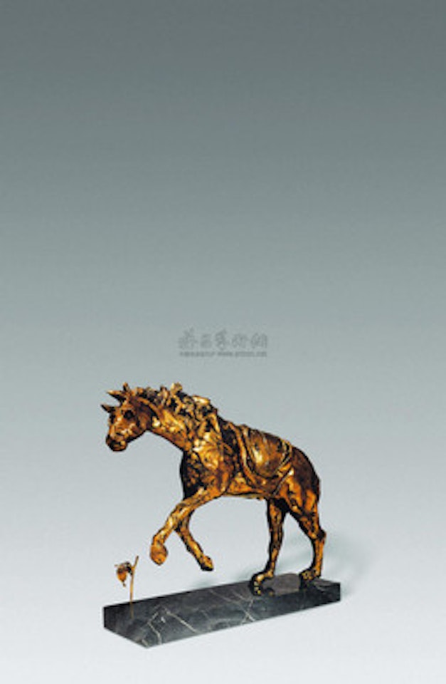 Golden Horse and Corroded Clock by Salvador Dali