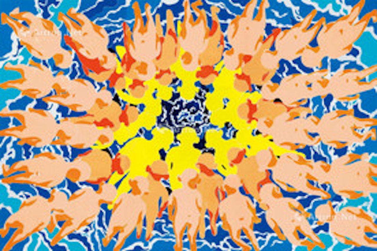 Four selfies by Fang Lijun