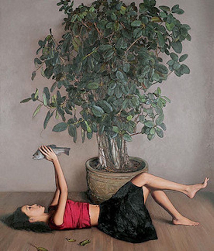 in front of the banyan tree in early summer by Li Guijun