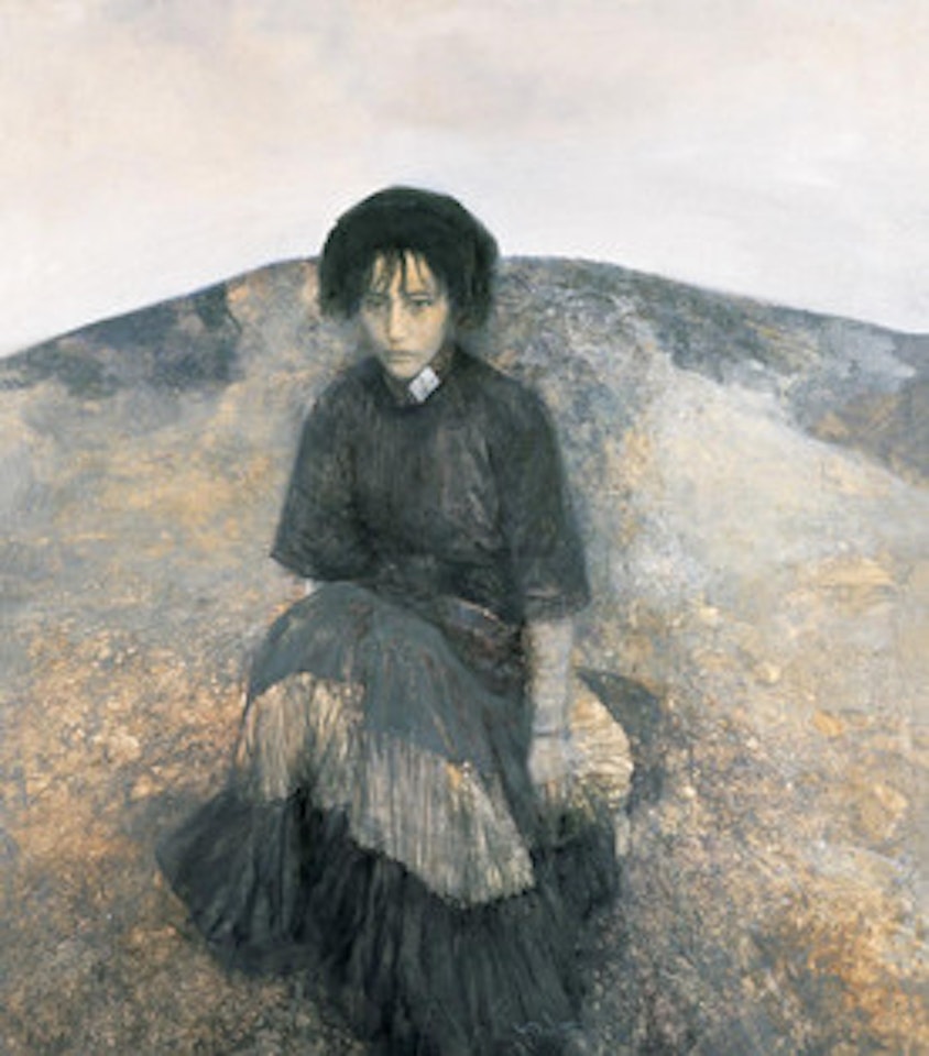 Woman Sitting by the Mountain by He Duoling