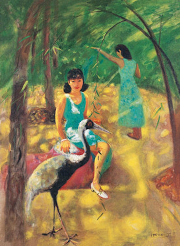 Woman and Crane by Zhang Jian