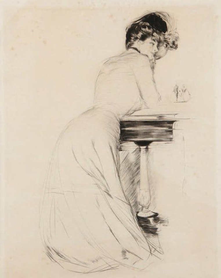 Elegant at her desk by Paul César Helleu