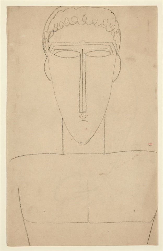 Tête et buste d"homme de face by Amedeo Modigliani
