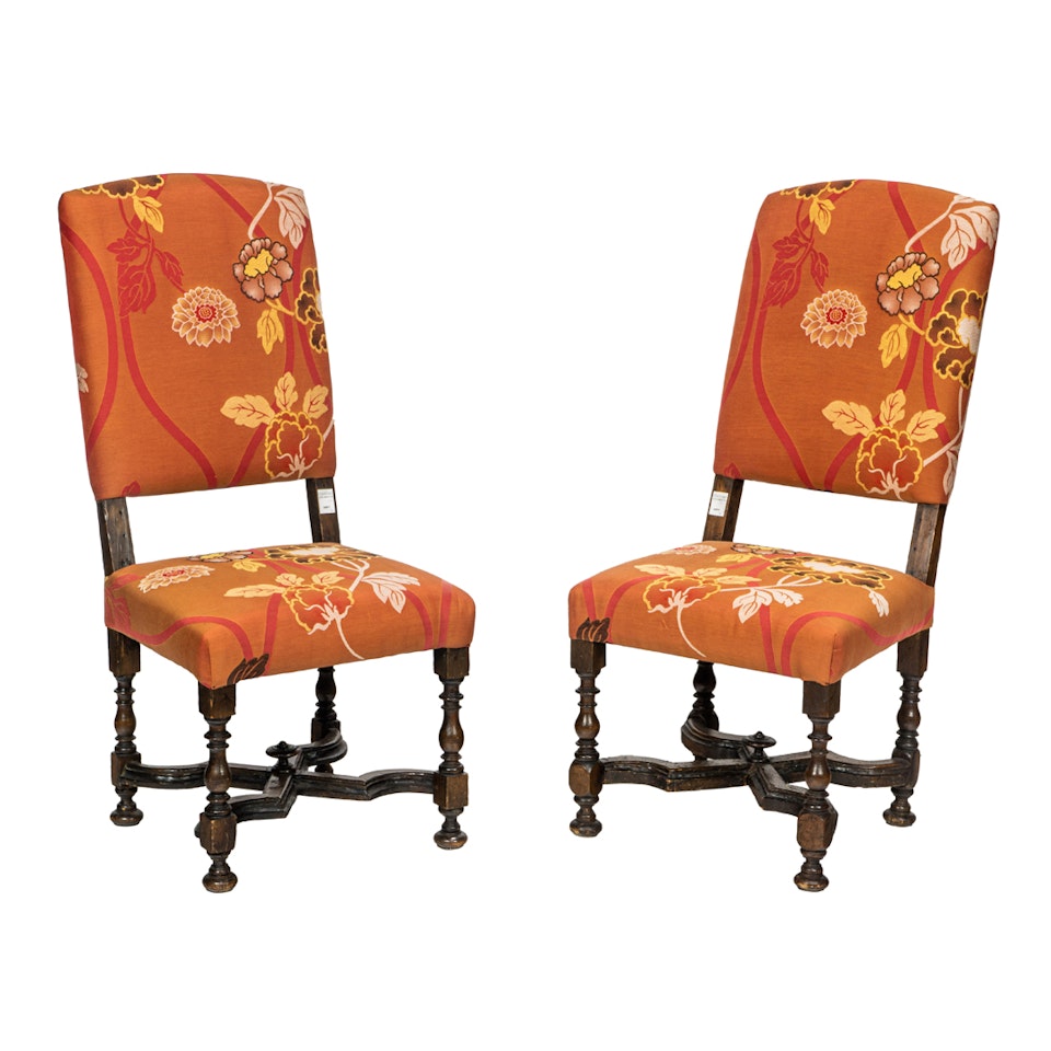 A pair of Baroque style oak high back chairs by Unknown (Baroque style)