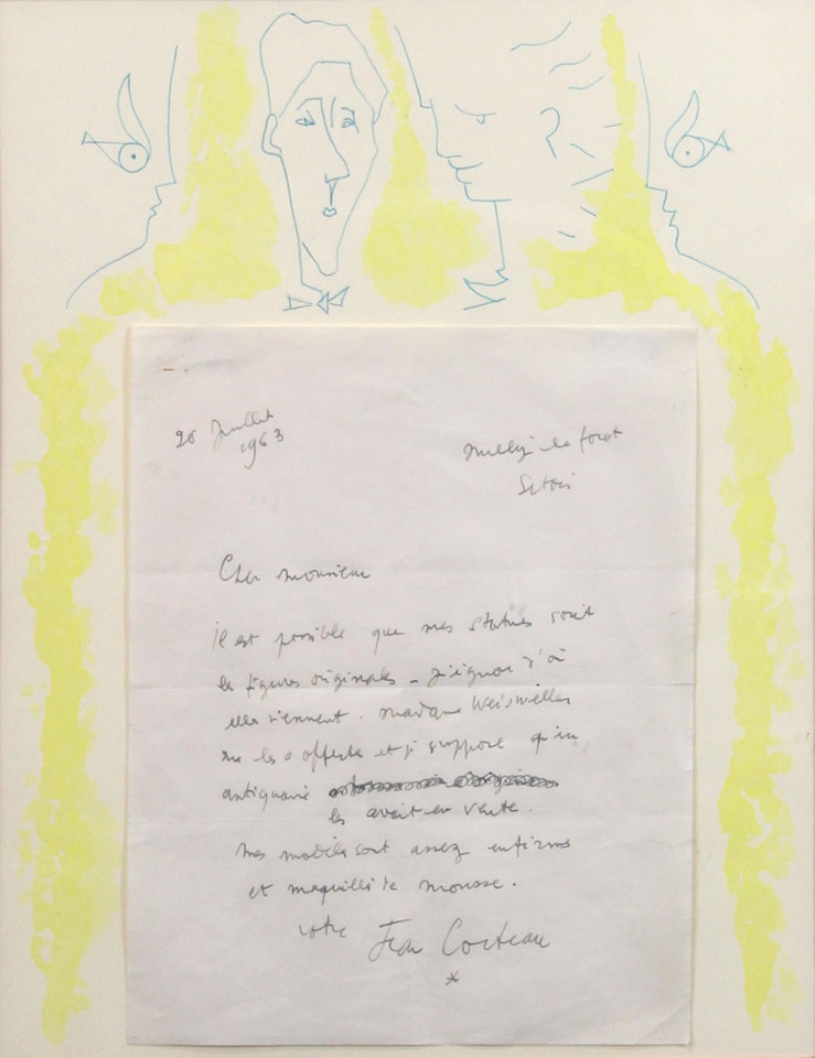 "Cher Monsieur..."; Untitled (Figures) by Jean Cocteau