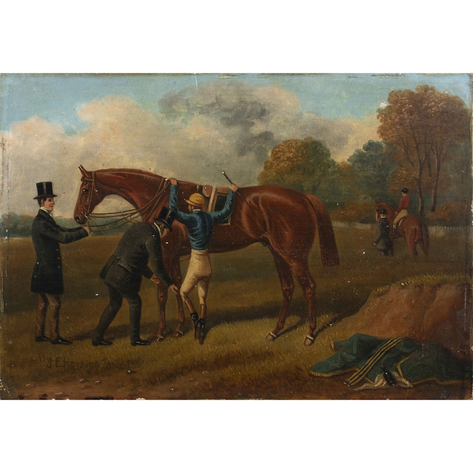 Untitled (Jockey Mounting Race Horse) by John Frederick Herring