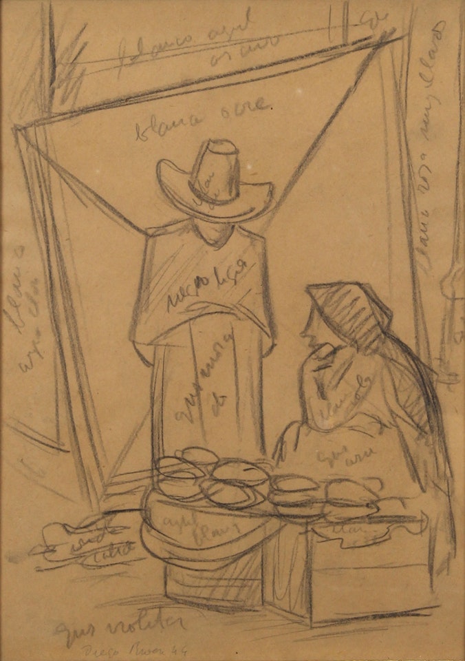 Market Scene Study by Diego Rivera