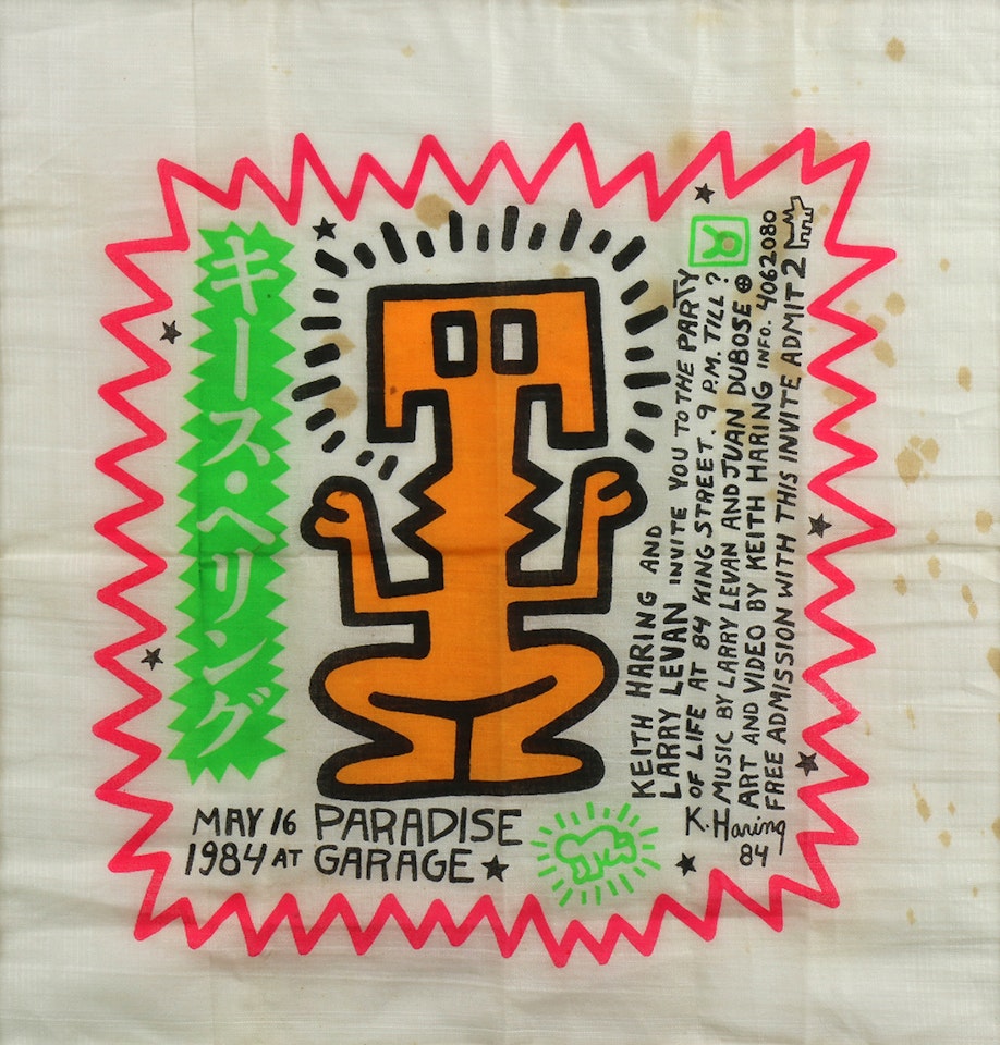Paradise Garage Birthday Invitation Handkerchief by Keith Haring