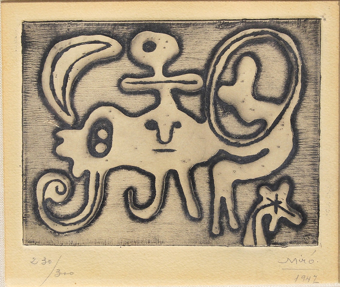 "Femme et Oiseau Devant la Lune," by Joan Miró