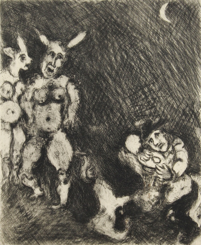 "Le Fontaine Fables: Le Satyr et la Passant" by Marc Chagall