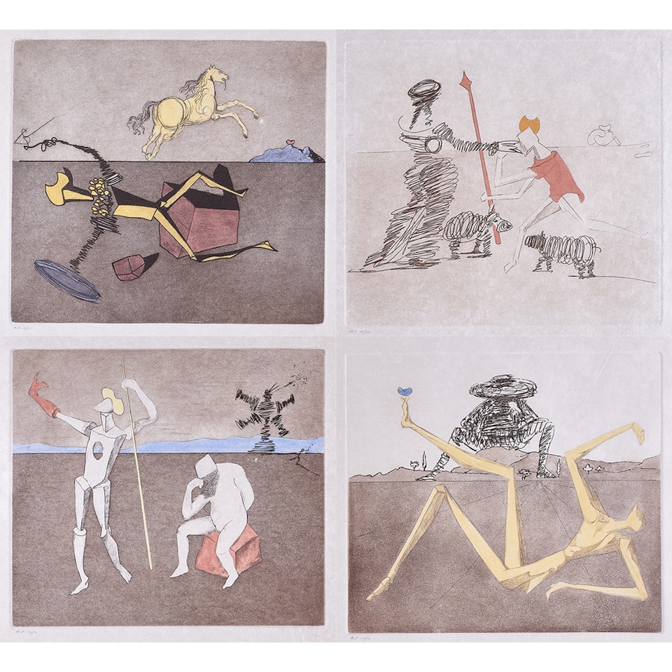 "Pastorale" "Heart of Madness" "The Power of Thought" and "Aspiration" from the series "Historia de Don Quichotte" by Salvador Dali