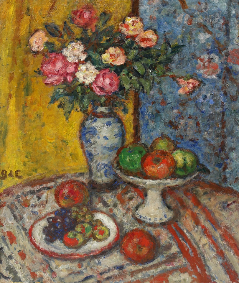 Still Life with Fruit and Tapestries by Georges d’Espagnat