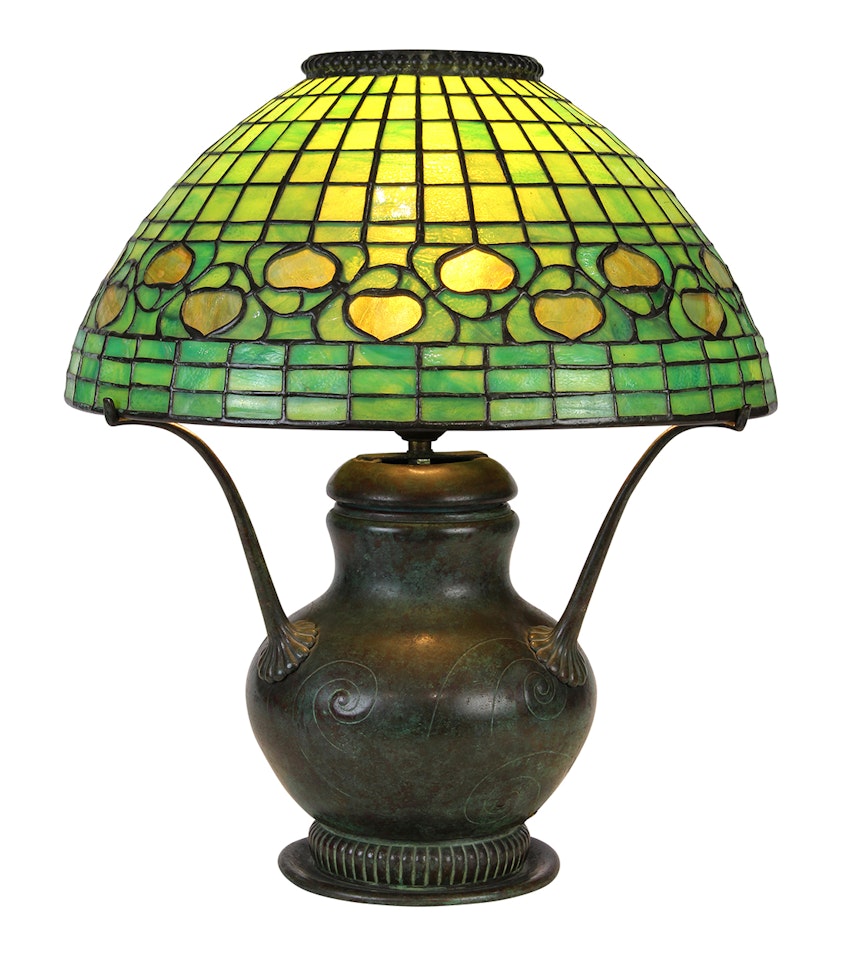 leaded glass table lamp by Tiffany Studios