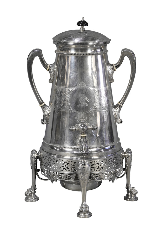 sterling silver hot water urn by Tiffany & Co.
