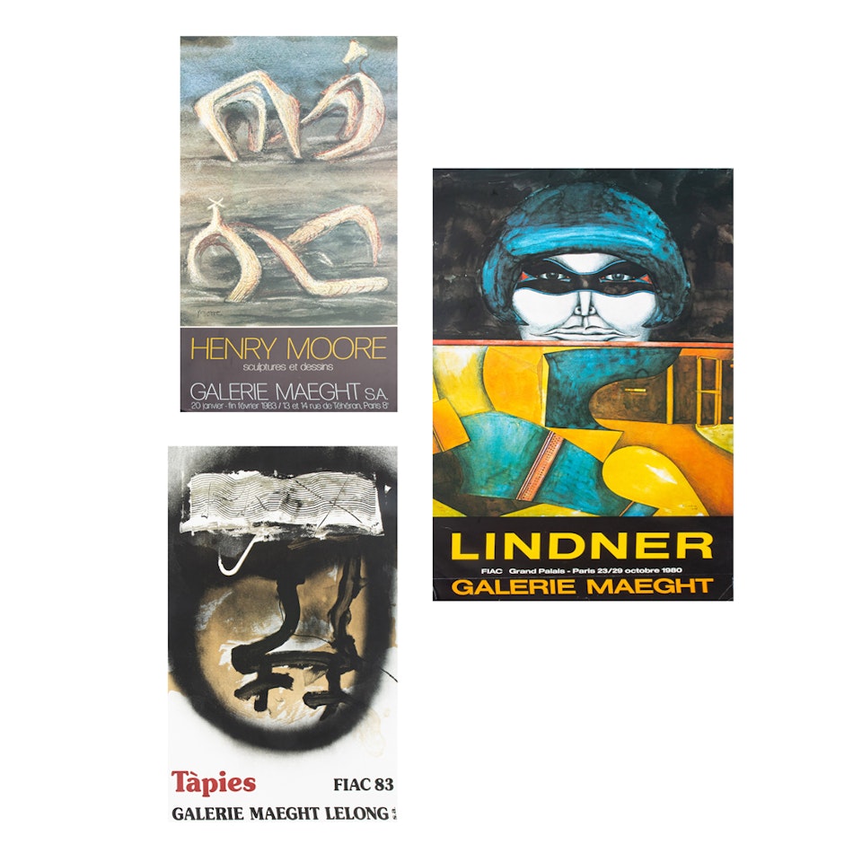 Galerie Maeght exhibition posters for Richard Lindner; Henry Moore; Antoni Tapies by Various Artists