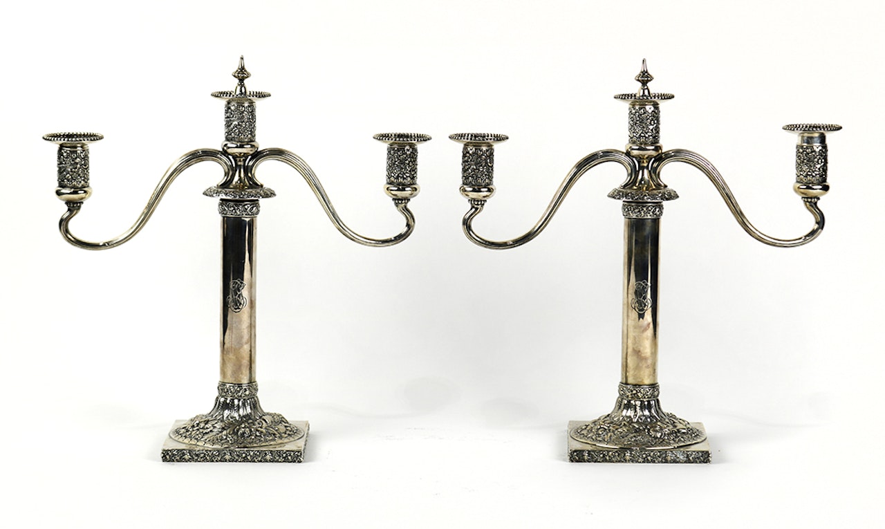 Pair of Tiffany & Co. sterling silver candelabra by Tiffany & Co.