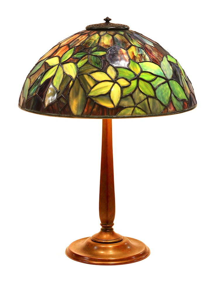 New York Woodbine pattern leaded glass table lamp by Tiffany Studios
