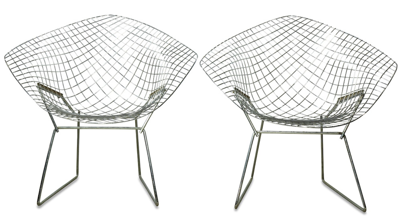 Pair of Harry Bertoia for Knoll Diamond chairs by Harry Bertoia