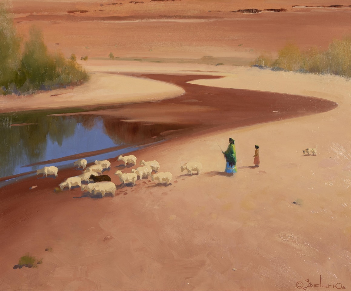 Sheep in the Riverbed by Gerard Curtis Delano