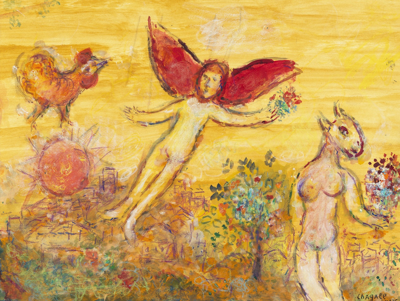 L"Ange aux ailes rouges dans le ciel jaune de Saint Paul by Marc Chagall