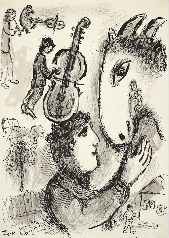 Dialogue entre deux profils by Marc Chagall