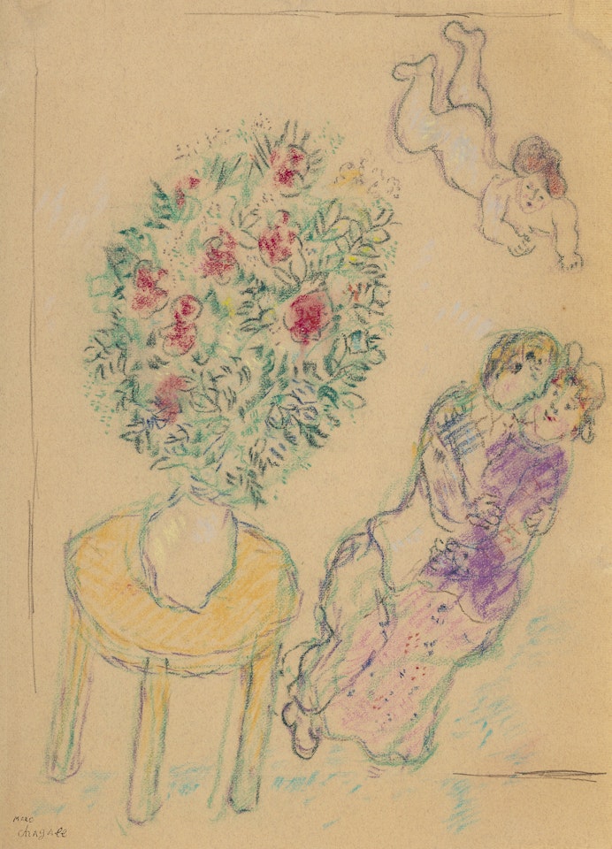 Esquisse pour "Les Amoureux" (recto); Nu (verso); Esquisse pour "Les Amoureux" ( recto ); Nu ( verso ) by Marc Chagall