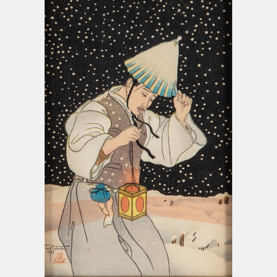 Nuit de Neige, Coree by Paul Jacoulet