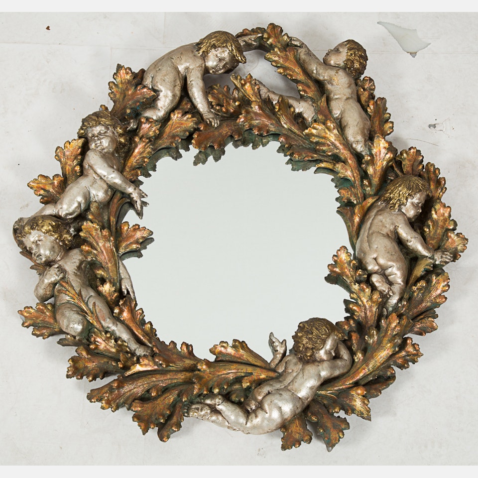 Baroque Style Circular Mirror by Unknown (Baroque style)