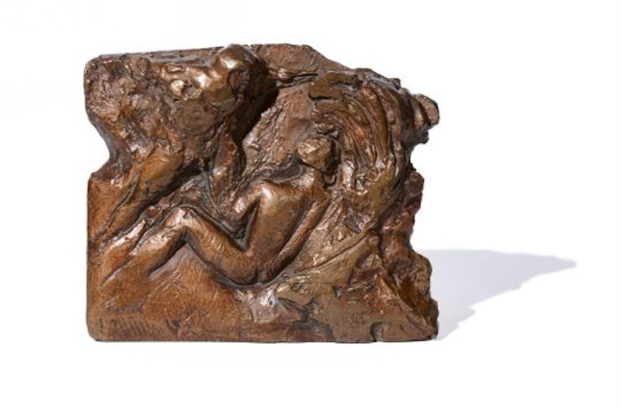 Maquette for Man and Eagle ReliefBronze by Elisabeth Frink