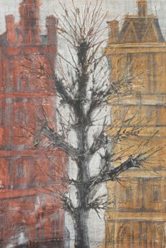 Street scene with two houses and a tree# by Francis Newton Souza