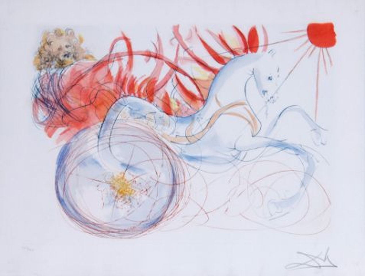 Elijah and the Chariot (f.75-4, Plate J) by Salvador Dali