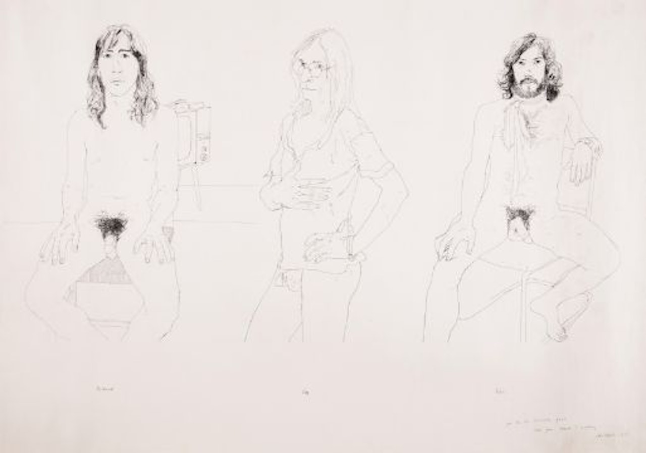 Richard, Jim and Felix, for the Oz Obscenity FundOffset by David Hockney