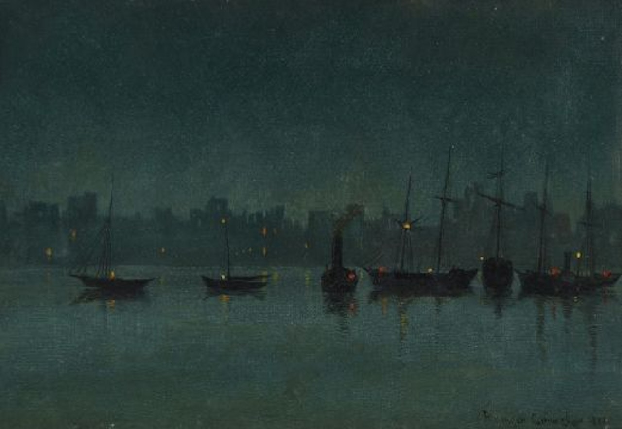 SUNDAY NIGHT KNOSTROP CUT, AIRE & CALDER, LEEDS by John Atkinson Grimshaw