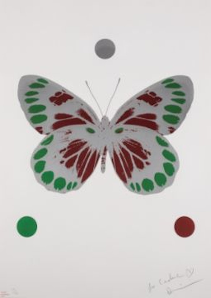 Science Xmas Butterfly (Emerald Green & Chilli Red) by Damien Hirst