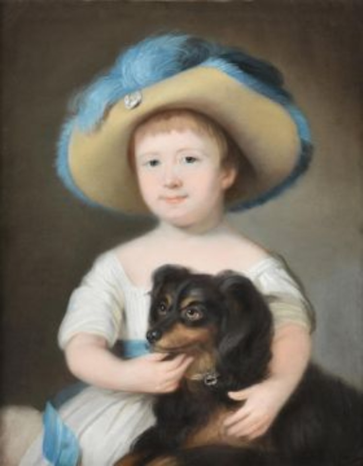 A child with a dog by English School