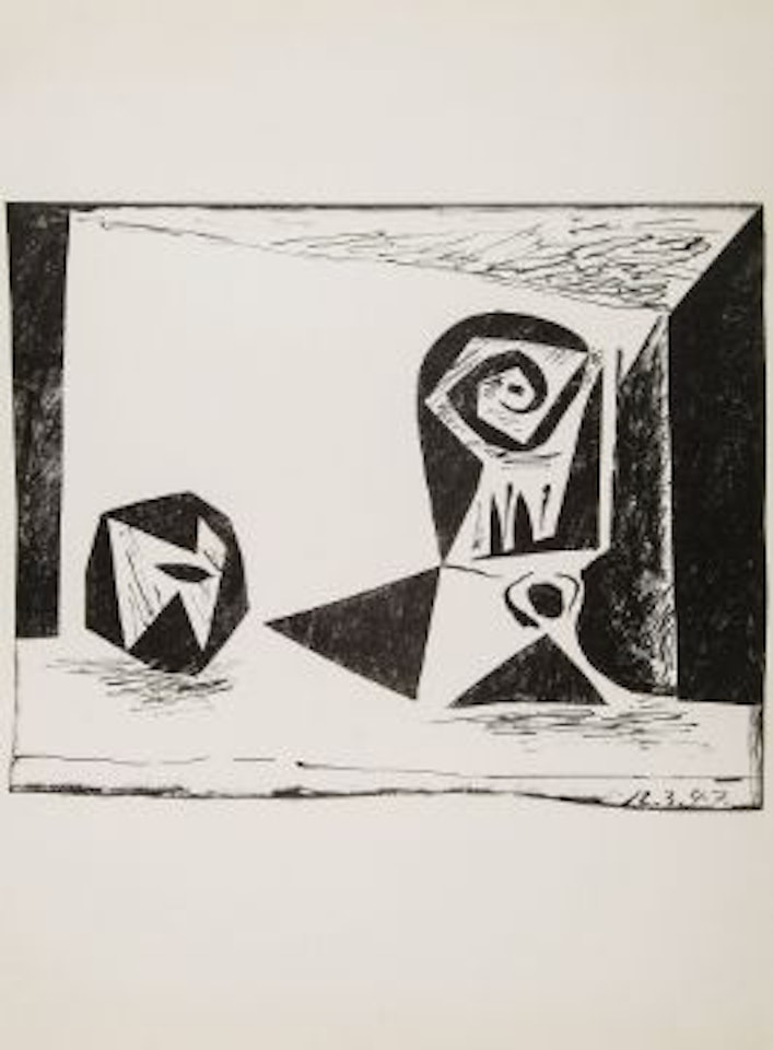 Composition au verre Ó pied (B.431) by Pablo Picasso