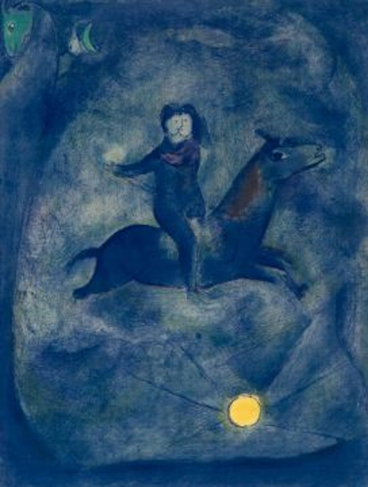 Mounting the Ebony Horse, Pl. 12 (M. 47) by Marc Chagall