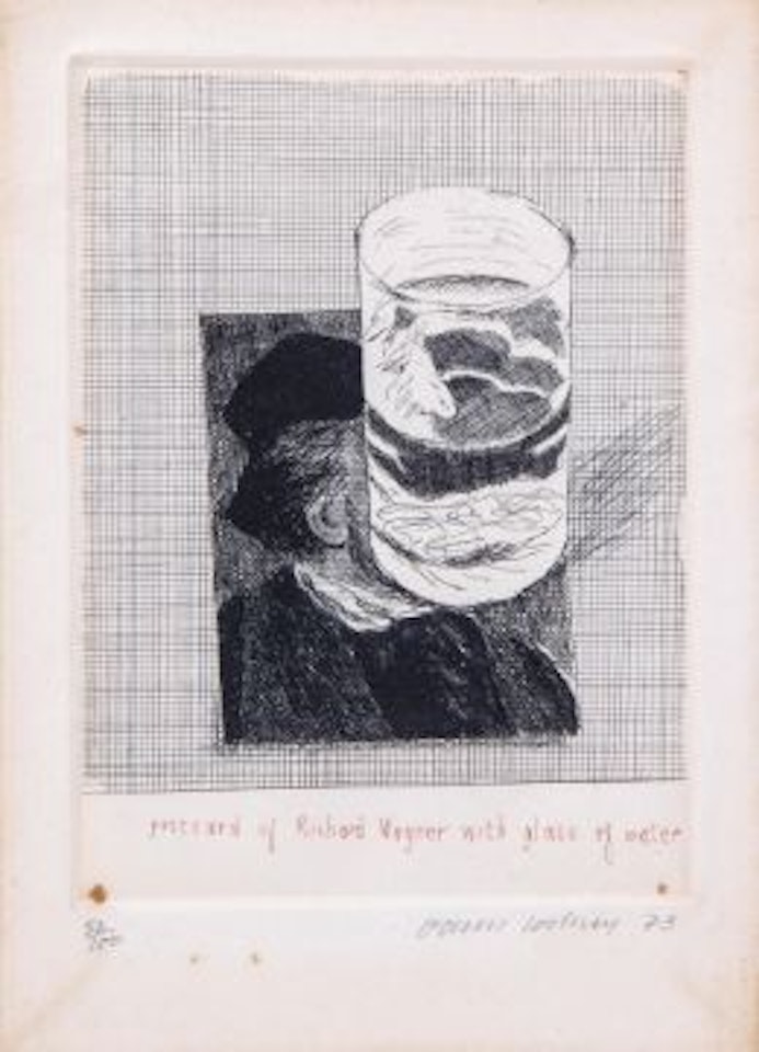 Postcard for Richard Wagner with Glass of Water (s.154) by David Hockney