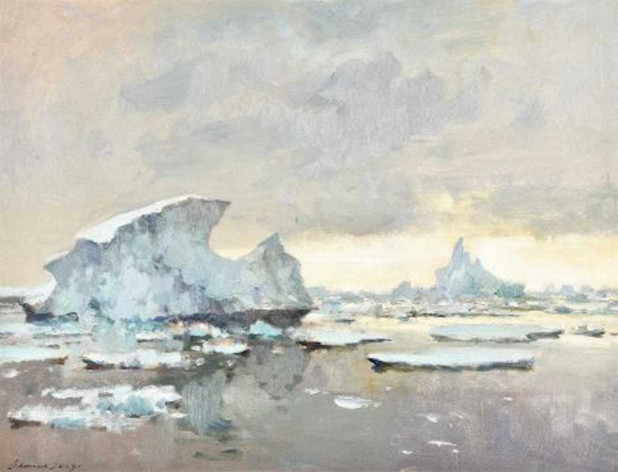 Icebergs at Base "W" off the Grahamland coast by Edward Seago