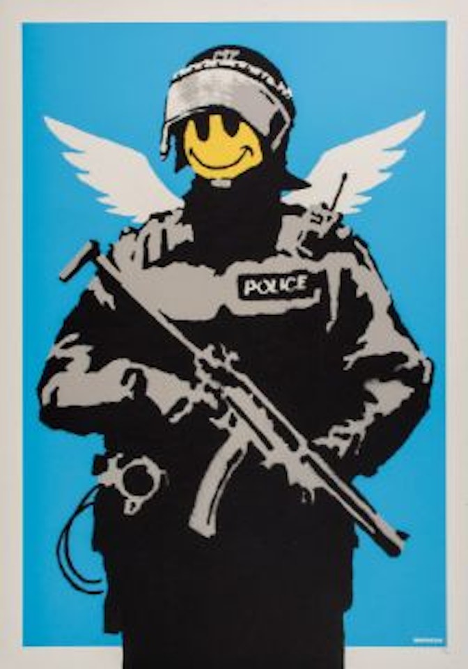 Flying Copper screenprint in colours by Banksy