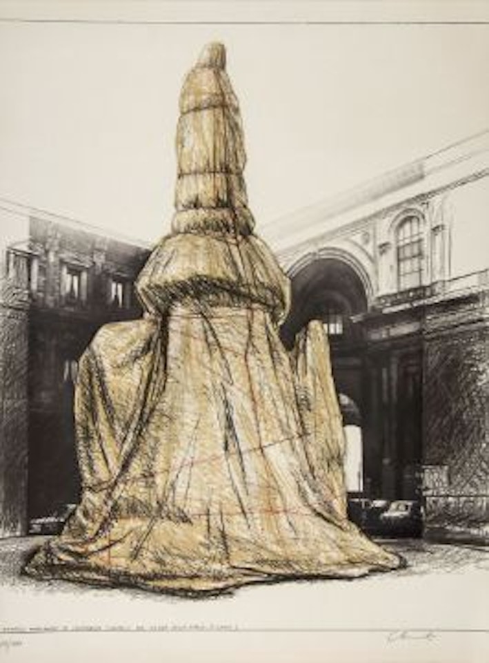 Wrapped Monument to Leonardo, Project Piazza Della Scala, Milano by Christo