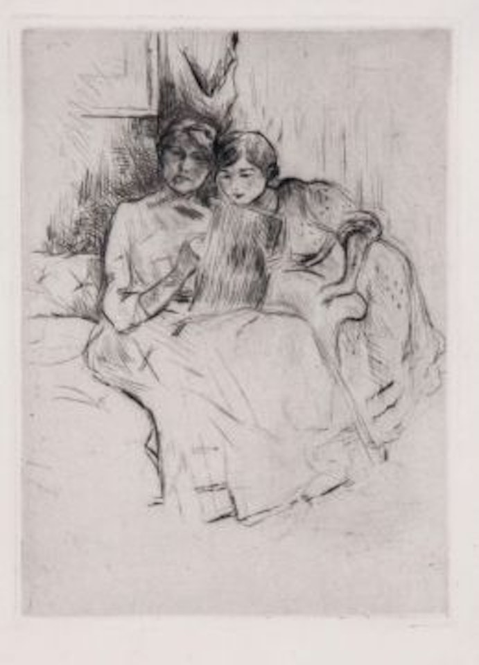 Le Leçon de Dessin, or `Self-Portrait of the Artist and her Daughter` by Berthe Morisot