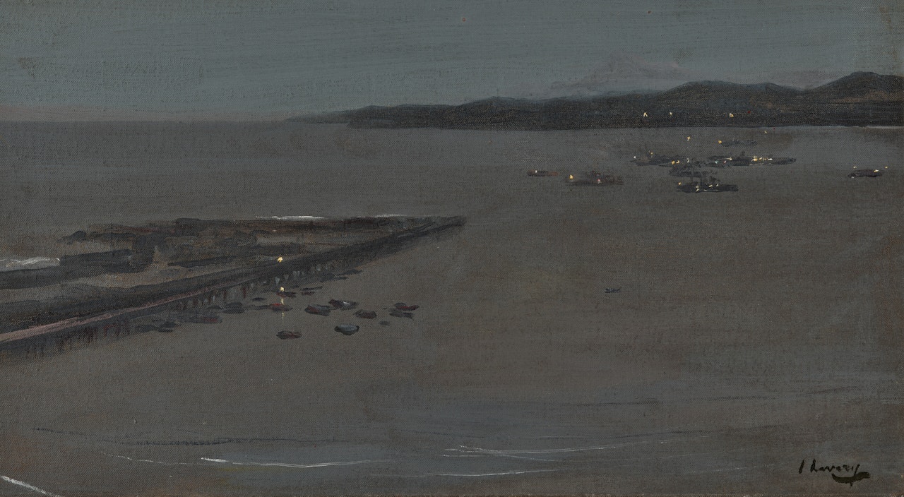 Tangier bay at night by John Lavery