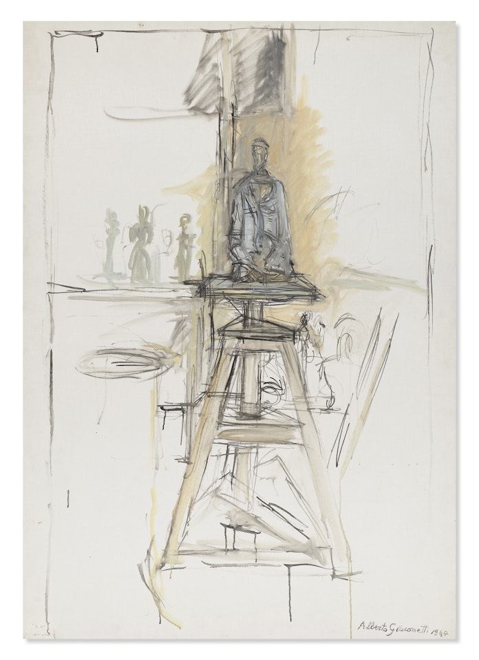 Buste sur la selle de l"atelier by Alberto Giacometti