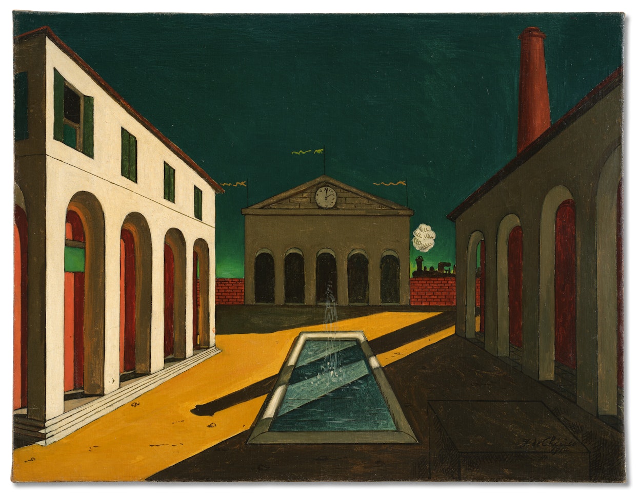 Piazza d"Italia con fontana by Giorgio de Chirico