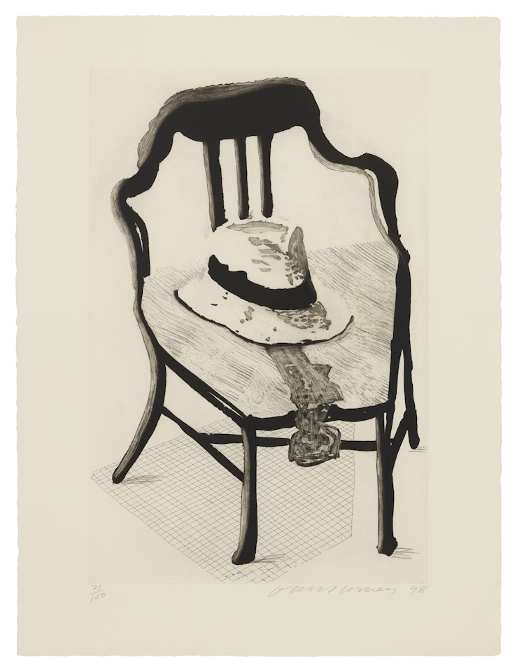 Panama Hat with Bow Tie on a Chair, from The Geldzahler Portfolio by David Hockney